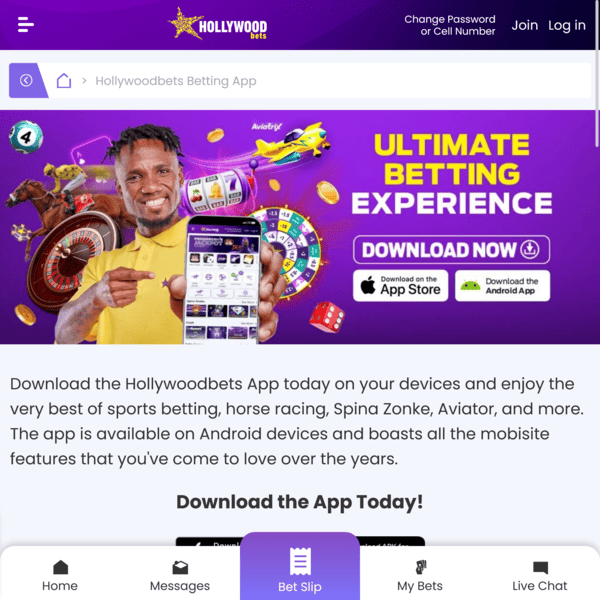 Hollywoodbets App Download Sectie