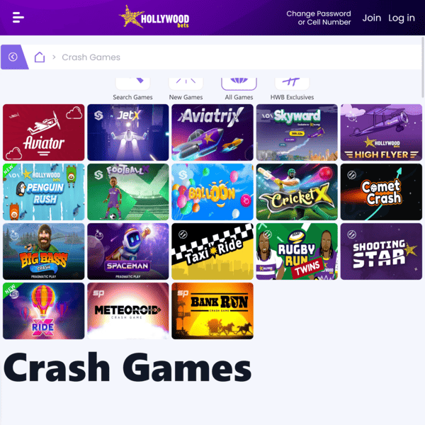 Hollywoodbets Crash Games Lijst